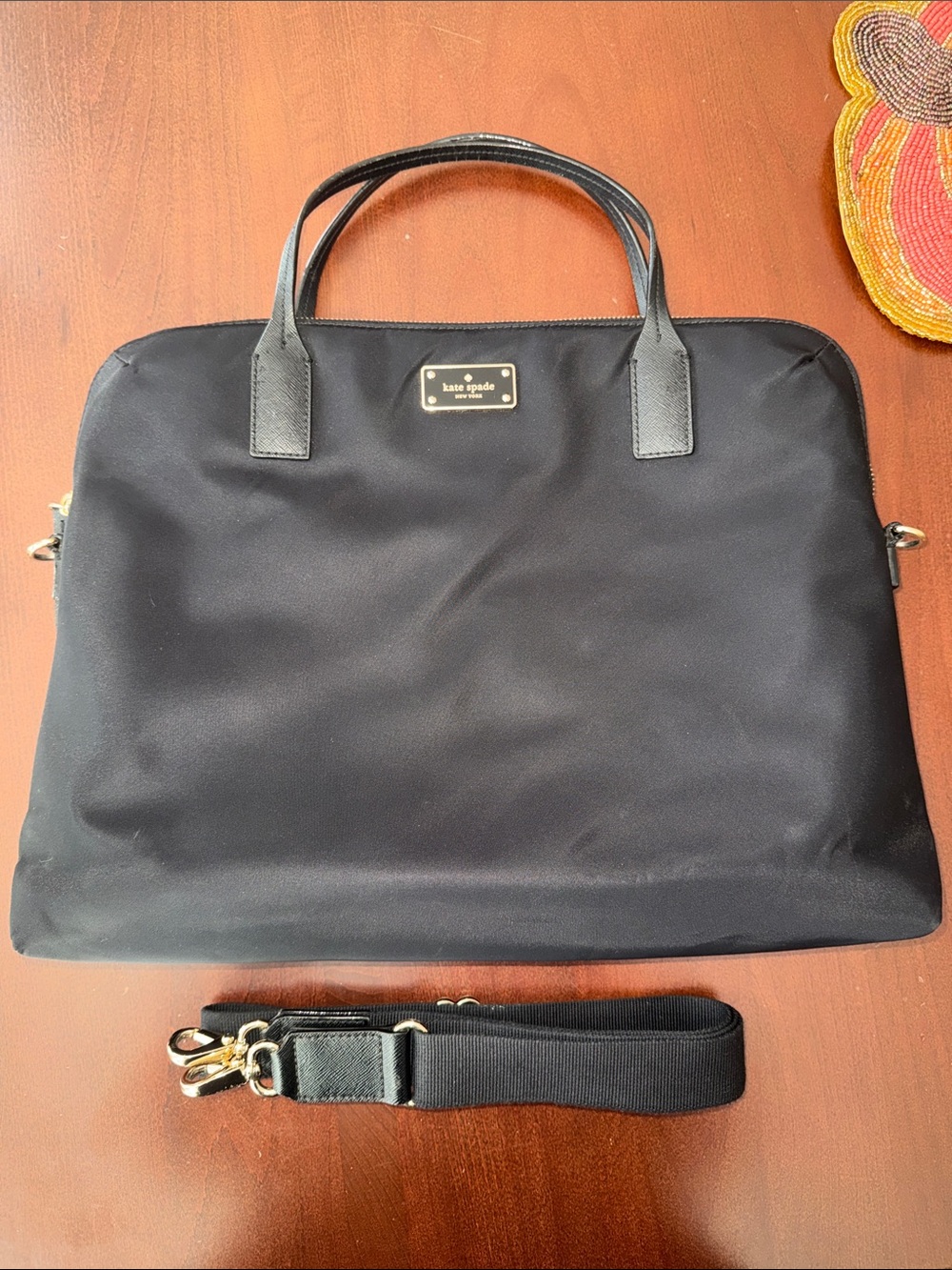 Kate Space Black Nylon Laptop Case with Detachable Strap